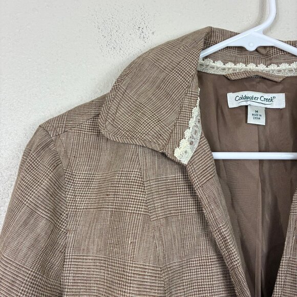Y2K Coldwater Creek 100% Linen Blazer Jacket Size Medium  Coastal Grandma - Picture 2 of 9